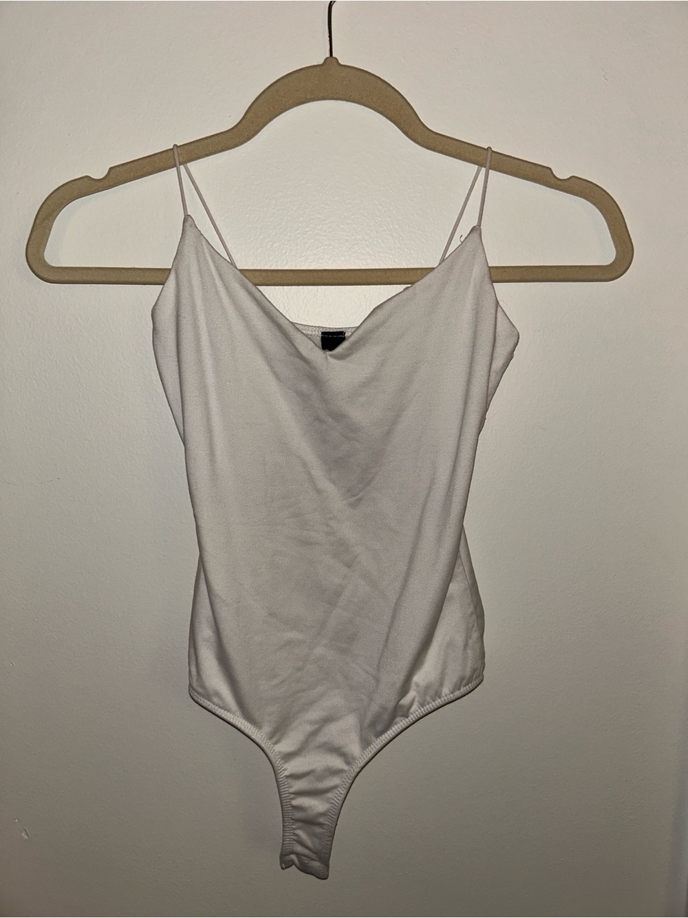 Windsor White Spaghetti Strap Cowl Neck Bodysuit
